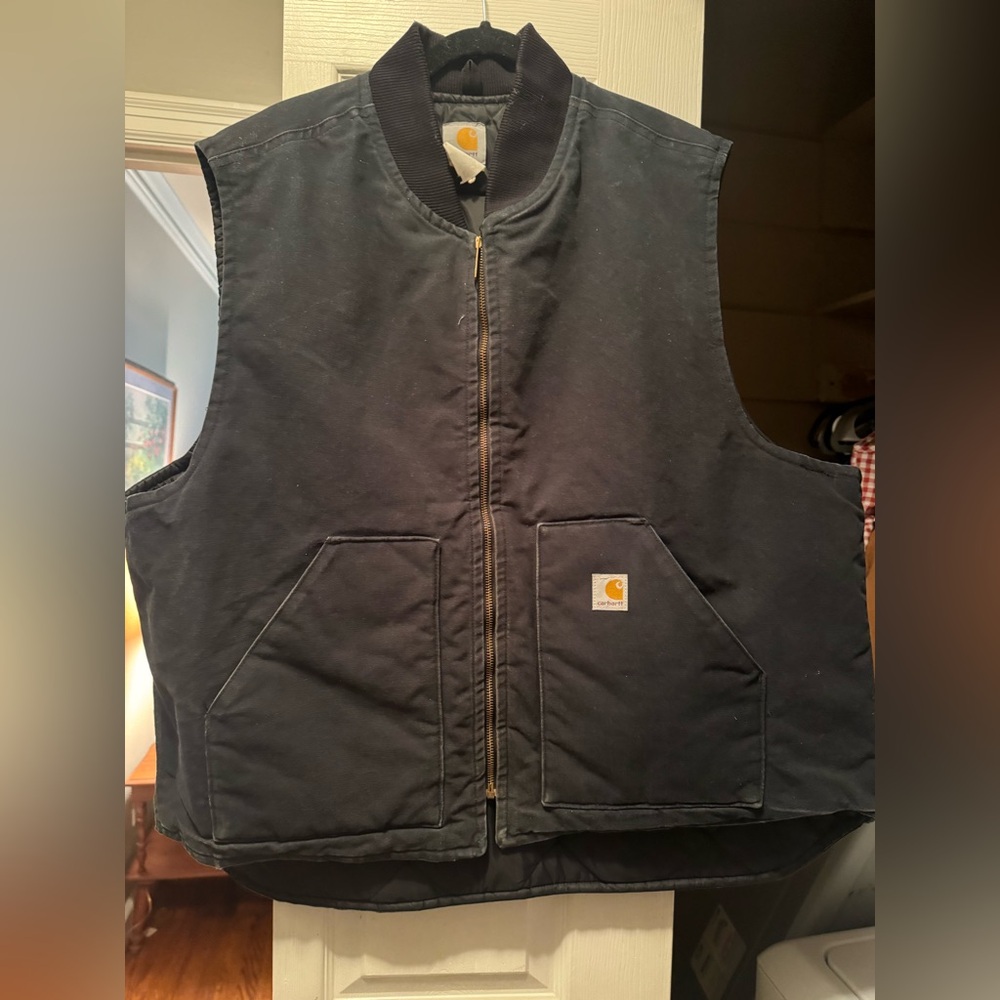 Vintage Carhartt V01 Distressed Duck Canvas Work Quilted Vest 2XL USA Made